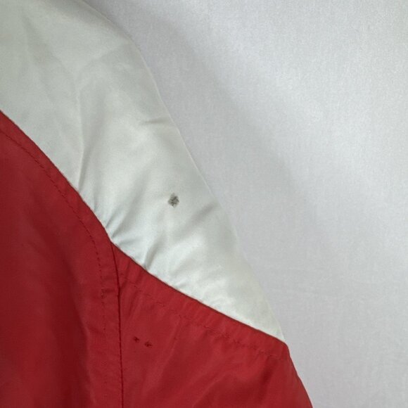 Vintage 1973–74 Sportsmen Red Varsity Jacket Raglan Sleeve Distress Streetwear L - Picture 8 of 10